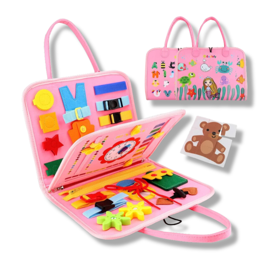 Montessori Busy Board for Toddlers – Portable Sensory Learning Toy