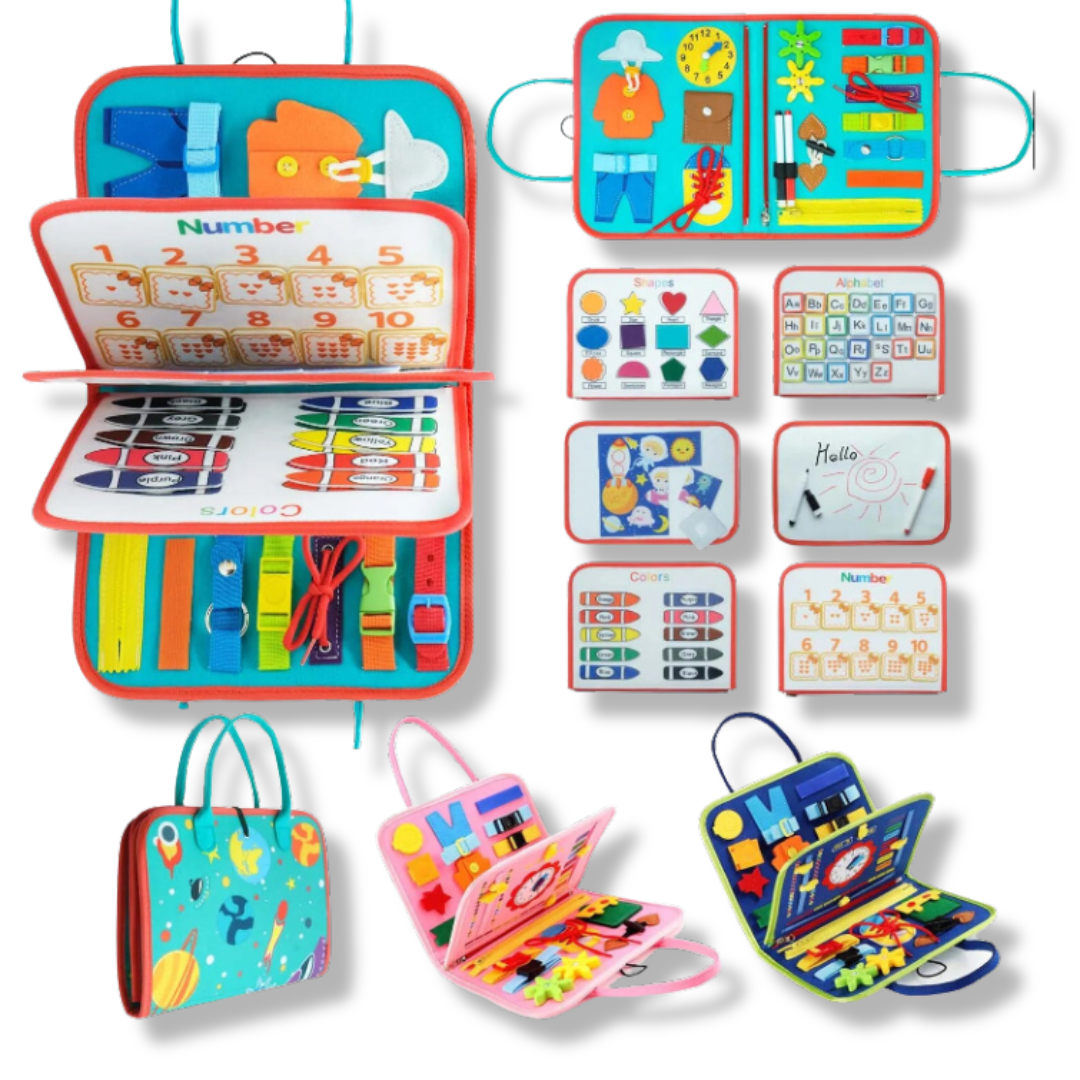 Montessori Busy Board for Toddlers – Portable Sensory Learning Toy