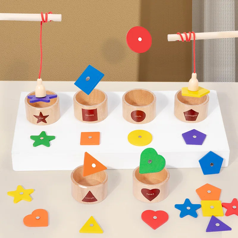 Magnetic Wooden Fishing Game – Learn Colors & Shapes