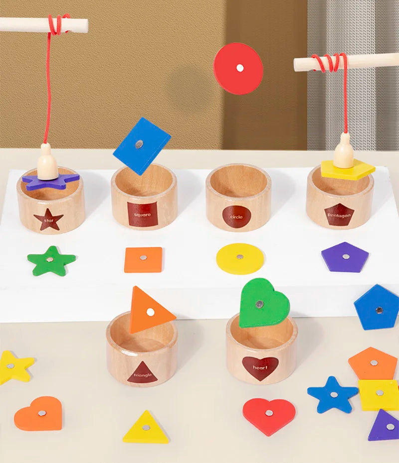 Magnetic Wooden Fishing Game – Learn Colors & Shapes