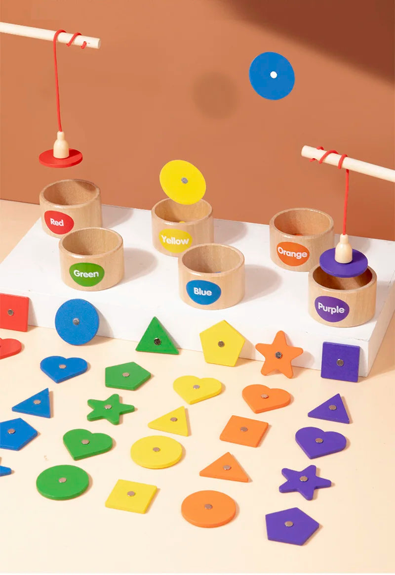 Magnetic Wooden Fishing Game – Learn Colors & Shapes