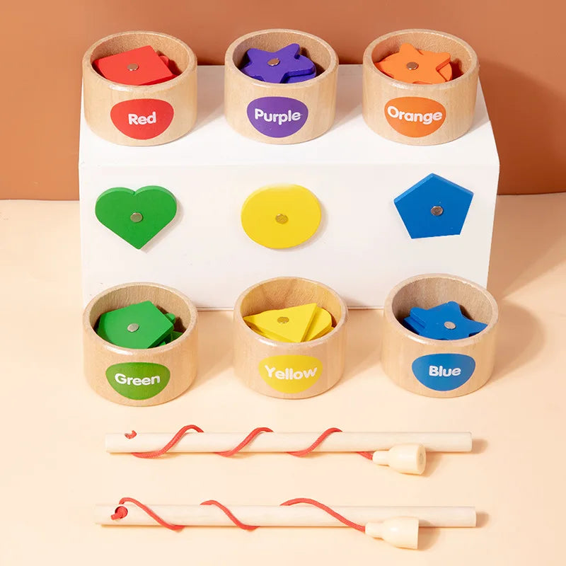 Magnetic Wooden Fishing Game – Learn Colors & Shapes