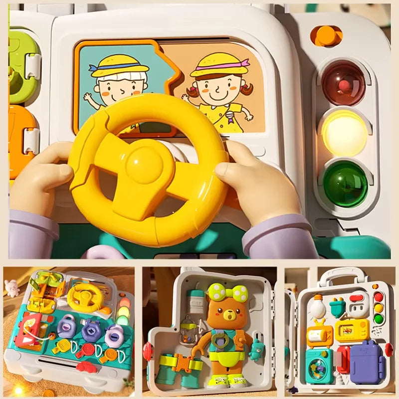 Montessori Sensory Busy Board – Music, Lights & Life Skills