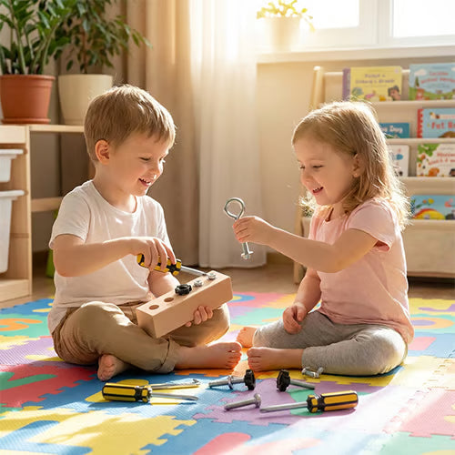 Educational wooden motor skills screw board